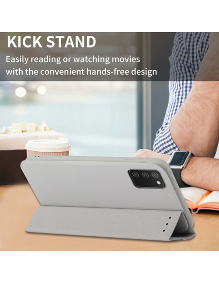 Cover Galaxy A02s Pelle Magnetica Grigia Grigio | Melacompro