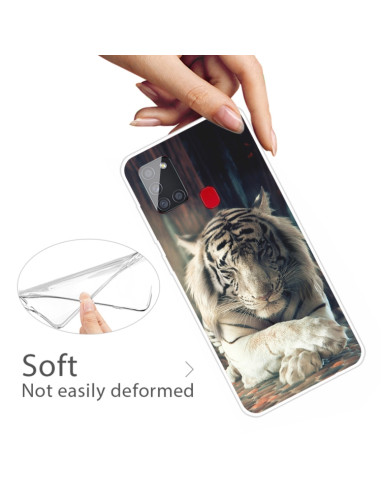 Cover Galaxy A21S TPU Antiurto Tigre Trasparente | Melacompro