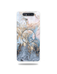 Cover Galaxy A80 TPU Marmo Verde Scuro con Supporto Oro Grigio