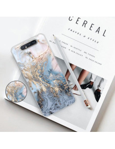 Cover Galaxy A80 TPU Marmo Verde Scuro Oro Grigio | Melacompro 2