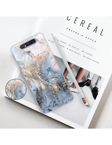 Cover Galaxy A80 TPU Marmo Verde Scuro Oro Grigio | Melacompro