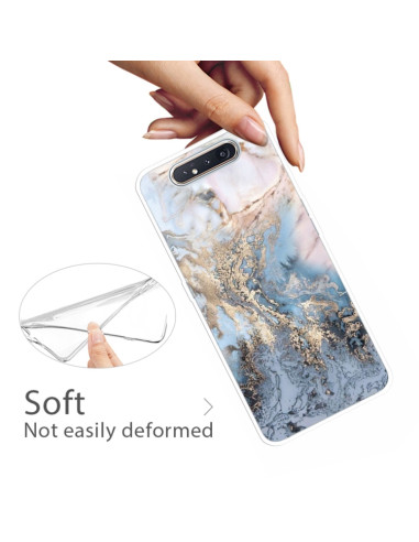 Cover Galaxy A80 TPU Marmo Verde Scuro Oro Grigio | Melacompro