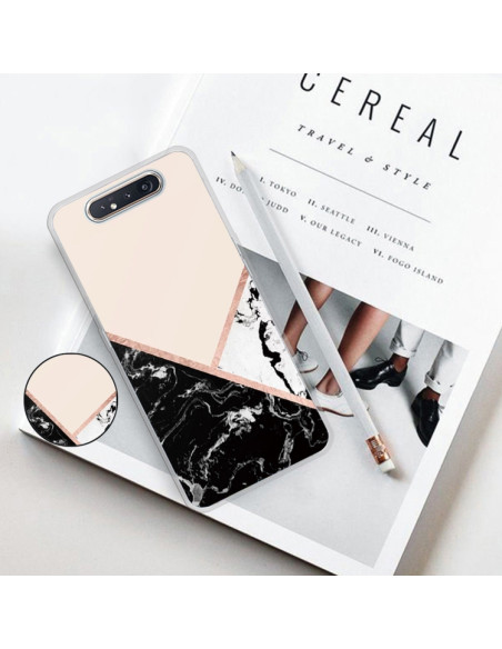 Cover Galaxy A80 TPU Marmo Verde Scuro Nero Bianco Rosa | Melacompro