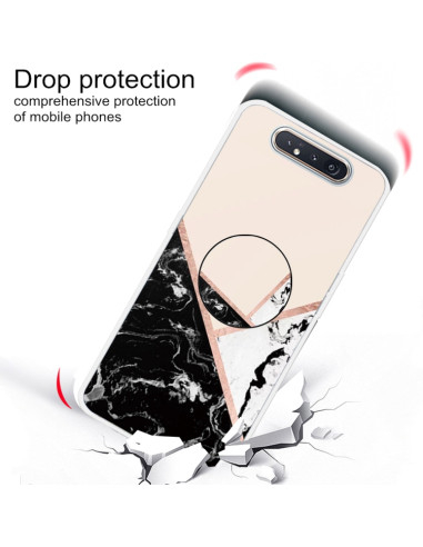 Cover Galaxy A80 TPU Marmo Verde Scuro Nero Bianco Rosa | Melacompro