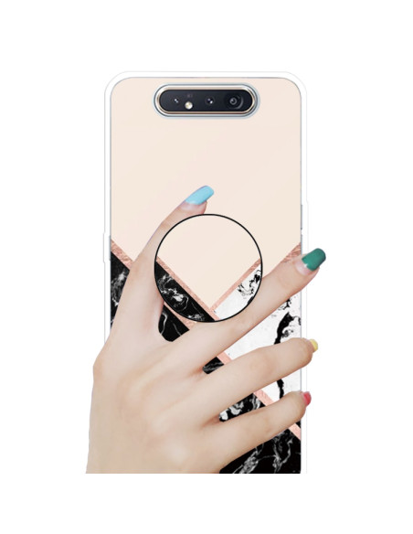 Cover Galaxy A80 TPU Marmo Verde Scuro Nero Bianco Rosa | Melacompro