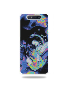 Cover Galaxy A80 TPU Marmo Verde Scuro con Supporto Dark Viola