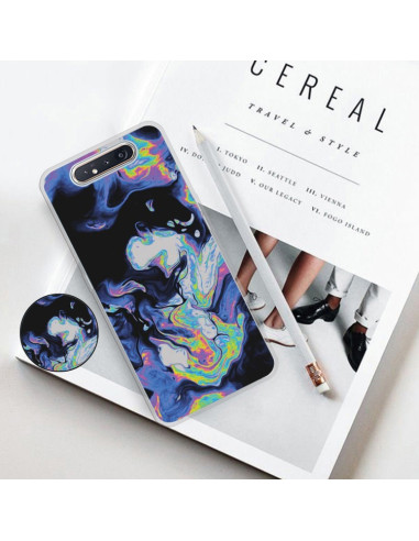 Cover Galaxy A80 TPU Marmo Verde Scuro Dark Viola | Melacompro