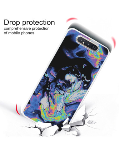 Cover Galaxy A80 TPU Marmo Verde Scuro Dark Viola | Melacompro