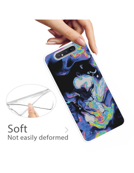 Cover Galaxy A80 TPU Marmo Verde Scuro Dark Viola | Melacompro