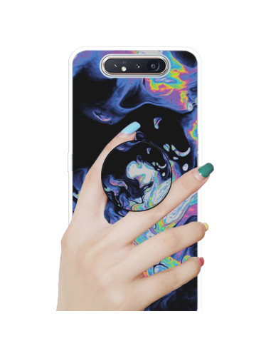 Cover Galaxy A80 TPU Marmo Verde Scuro Dark Viola | Melacompro