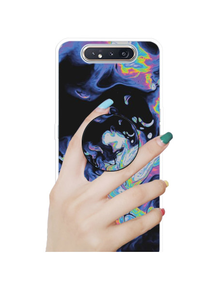 Cover Galaxy A80 TPU Marmo Verde Scuro Dark Viola | Melacompro