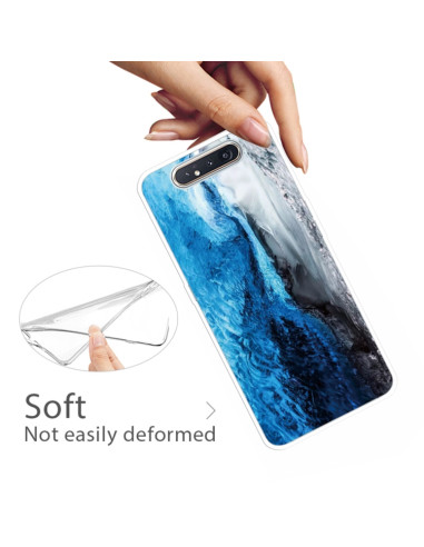 Cover Galaxy A80 TPU Marmo Verde Scuro Dark Blu | Melacompro