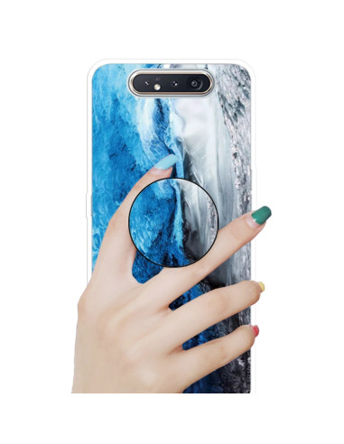 Cover Galaxy A80 TPU Marmo Verde Scuro Dark Blu | Melacompro