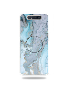Cover Galaxy A80 TPU Marmo Verde Scuro con Supporto Argento Blu