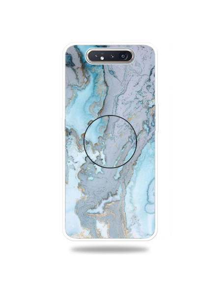 Cover Galaxy A80 TPU Marmo Verde Scuro Argento Blu | Melacompro