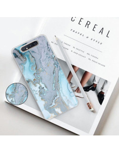 Cover Galaxy A80 TPU Marmo Verde Scuro Argento Blu | Melacompro 2