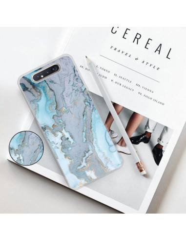 Cover Galaxy A80 TPU Marmo Verde Scuro Argento Blu | Melacompro
