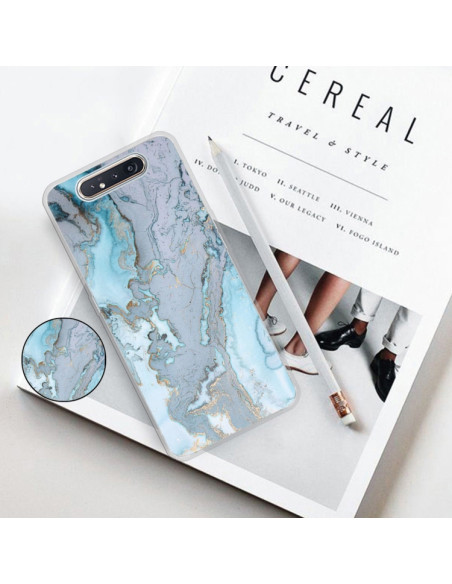 Cover Galaxy A80 TPU Marmo Verde Scuro Argento Blu | Melacompro