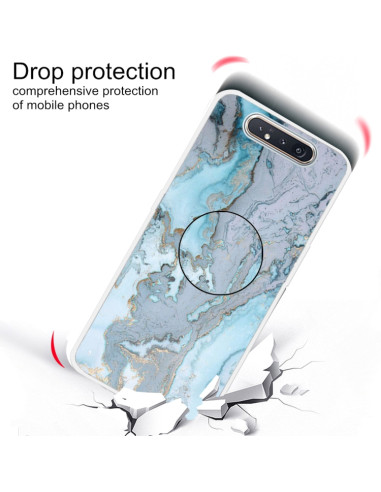 Cover Galaxy A80 TPU Marmo Verde Scuro Argento Blu | Melacompro