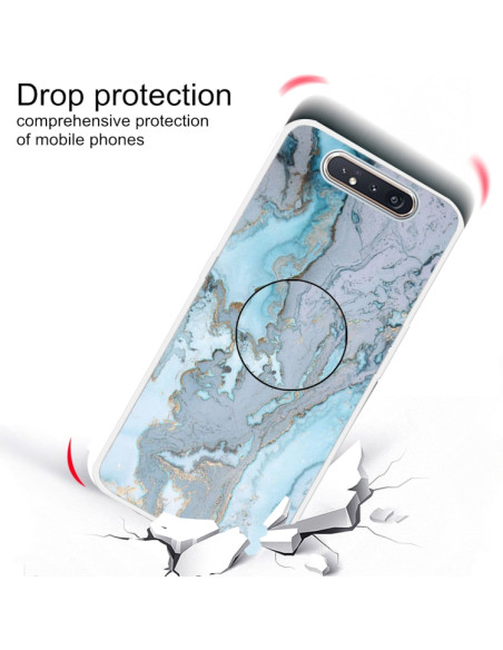 Cover Galaxy A80 TPU Marmo Verde Scuro Argento Blu | Melacompro