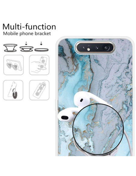 Cover Galaxy A80 TPU Marmo Verde Scuro Argento Blu | Melacompro
