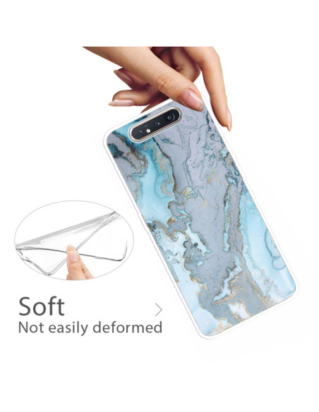 Cover Galaxy A80 TPU Marmo Verde Scuro Argento Blu | Melacompro