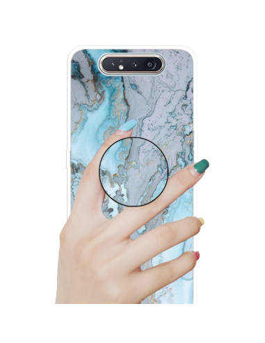 Cover Galaxy A80 TPU Marmo Verde Scuro Argento Blu | Melacompro