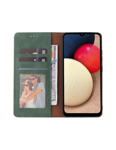 Cover Galaxy A02s Pelle Flip Marrone Verde | Melacompro