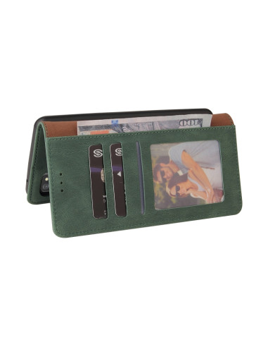 Cover Galaxy A02s Pelle Flip Marrone Verde | Melacompro