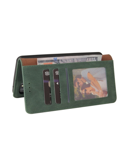 Cover Galaxy A02s Pelle Flip Marrone Verde | Melacompro