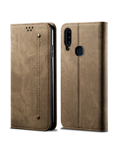 Cover Galaxy A20s Pelle Denim Blu Khaki | Melacompro