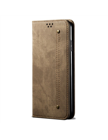 Cover Galaxy A20s Pelle Denim Blu Khaki | Melacompro