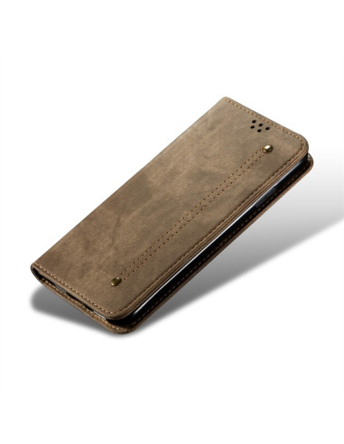 Cover Galaxy A20s Pelle Denim Blu Khaki | Melacompro