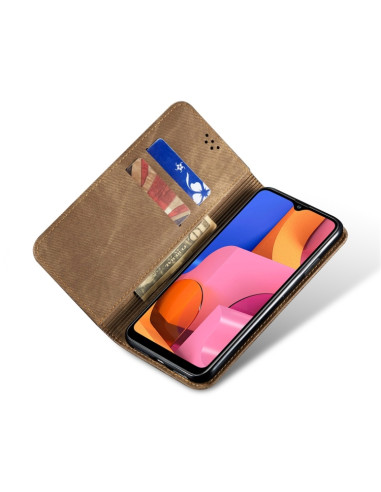 Cover Galaxy A20s Pelle Denim Blu Khaki | Melacompro
