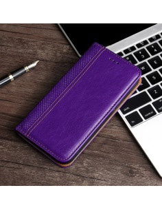 Cover Galaxy A20s PU + TPU Flip con Porta Carte Viola