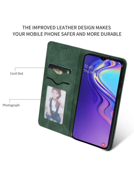 Cover Galaxy A10 Pelle Rosso Flip Army Verde | Melacompro