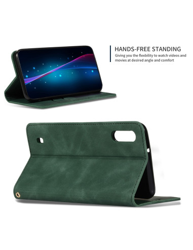 Cover Galaxy A10 Pelle Rosso Flip Army Verde | Melacompro