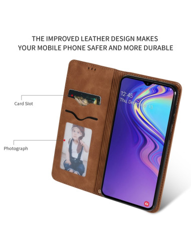 Cover Galaxy A10 Pelle Rosso Flip Marrone | Melacompro