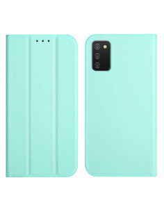 Cover Galaxy A02s Pelle Magnetica Grigia con Supporto Menta Verde