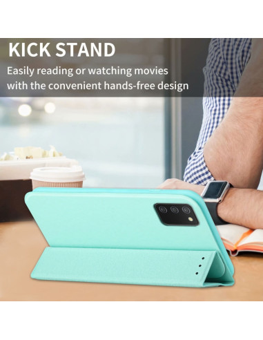 Cover Galaxy A02s Pelle Magnetica Grigia Menta Verde | Melacompro