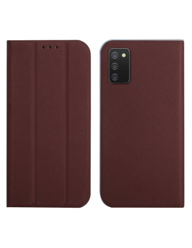 Cover Galaxy A02s Pelle Magnetica Grigia Marrone | Melacompro