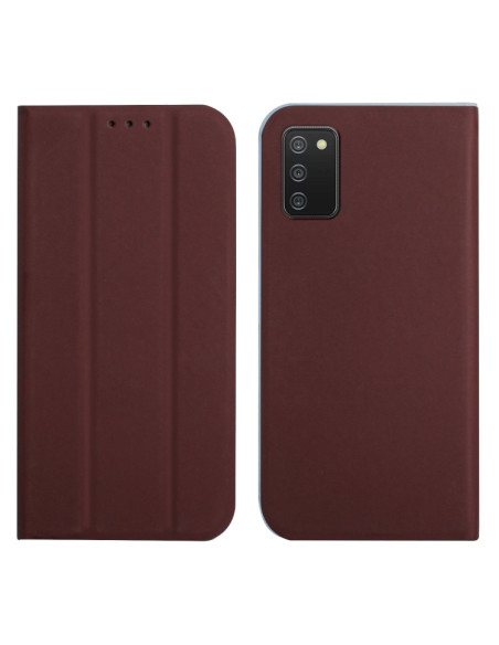 Cover Galaxy A02s Pelle Magnetica Grigia Marrone | Melacompro
