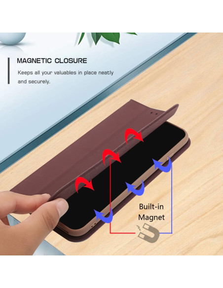 Cover Galaxy A02s Pelle Magnetica Grigia Marrone | Melacompro