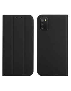 Cover Galaxy A02s Pelle Magnetica Grigia con Supporto Nero