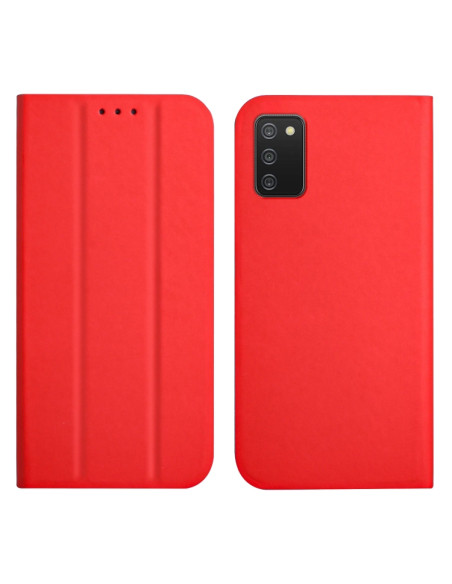 Cover Galaxy A02s Pelle Magnetica Grigia Rosso | Melacompro