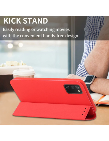 Cover Galaxy A02s Pelle Magnetica Grigia Rosso | Melacompro