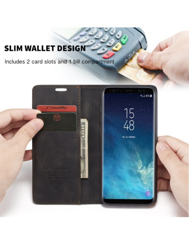 Cover Galaxy S8 Plus Pelle Flip Portafoglio Nero | Melacompro