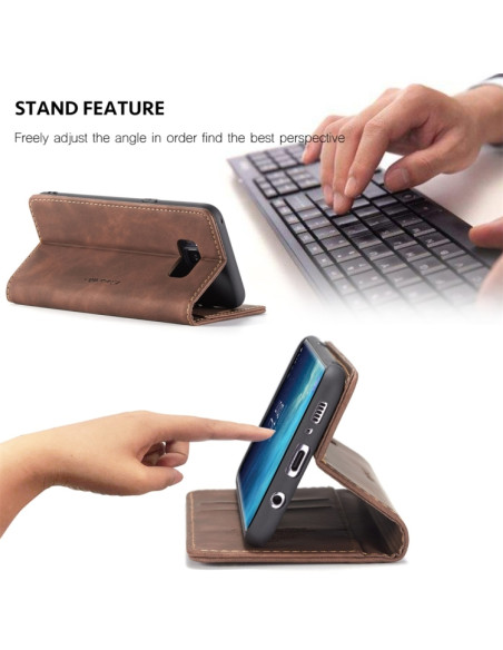 Cover Galaxy S8 Plus Pelle Flip Portafoglio Coffee | Melacompro