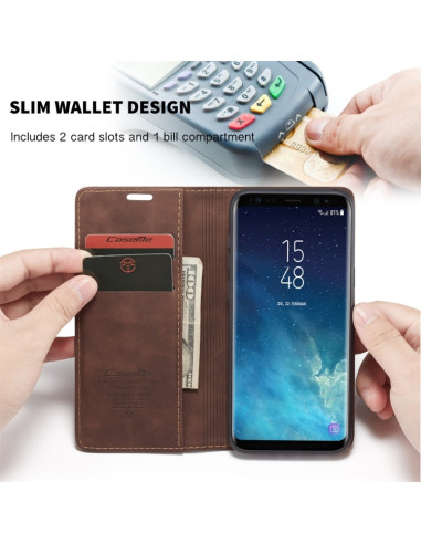 Cover Galaxy S8 Plus Pelle Flip Portafoglio Coffee | Melacompro