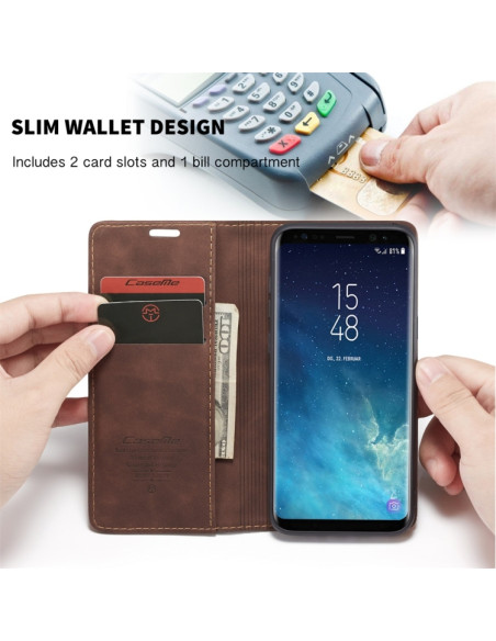 Cover Galaxy S8 Plus Pelle Flip Portafoglio Coffee | Melacompro